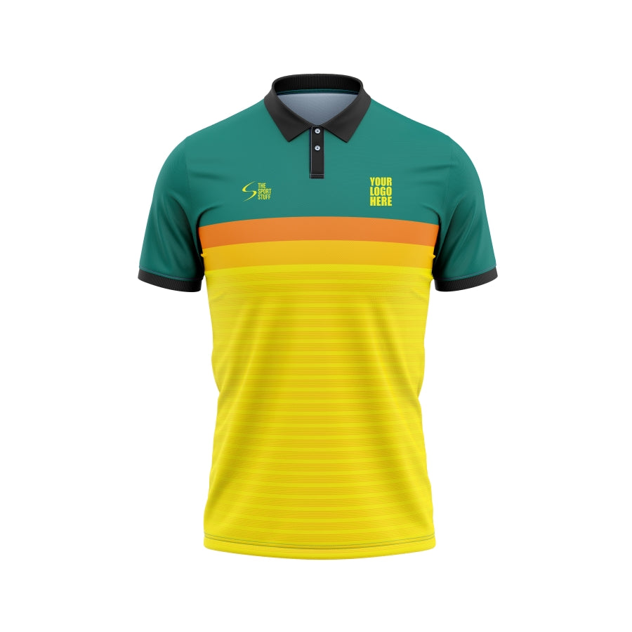 Pine Green Yellow Custom Cricket Jersey Design Customized