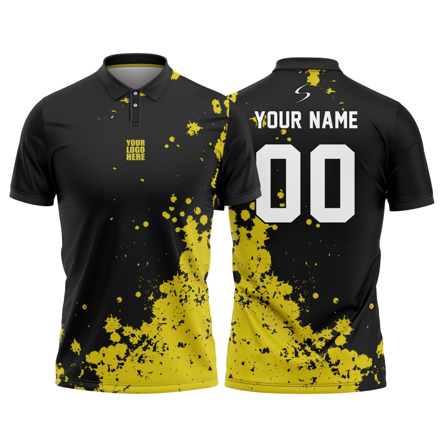 Yellow Black Spread Customized Cricket Team Jersey Design