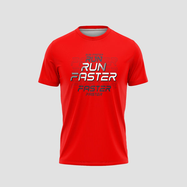 Run Faster Printed Red Running T-Shirt - TheSportStuff