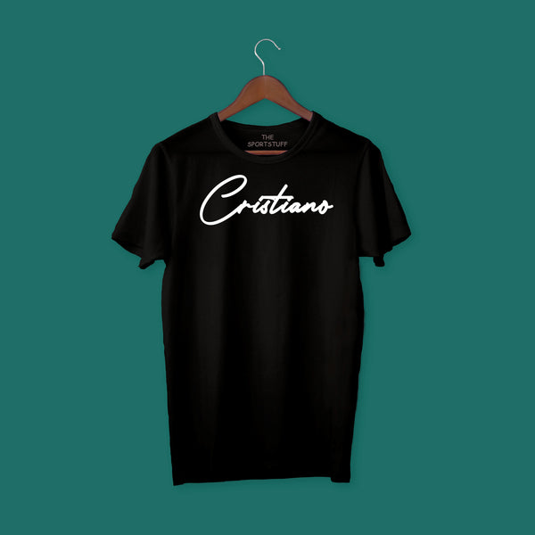 Cristiano Football Cotton T Shirt Black