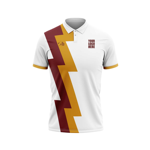 Maroon Gold Strike Cricket Custom Jersey Front - The Sport Stuff