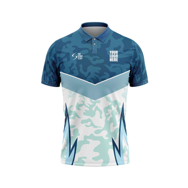 Ocean Camo Cricket Custom Jersey Front - The Sport Stuff