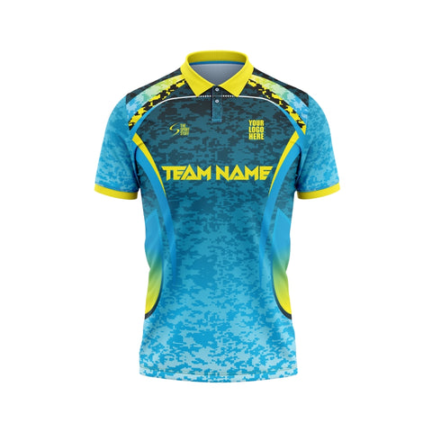 Blue Camo Custom Cricket Jersey Design - TheSportStuff