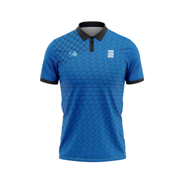 Blue Chequered Customized Cricket Team Jersey Design - TheSportStuff