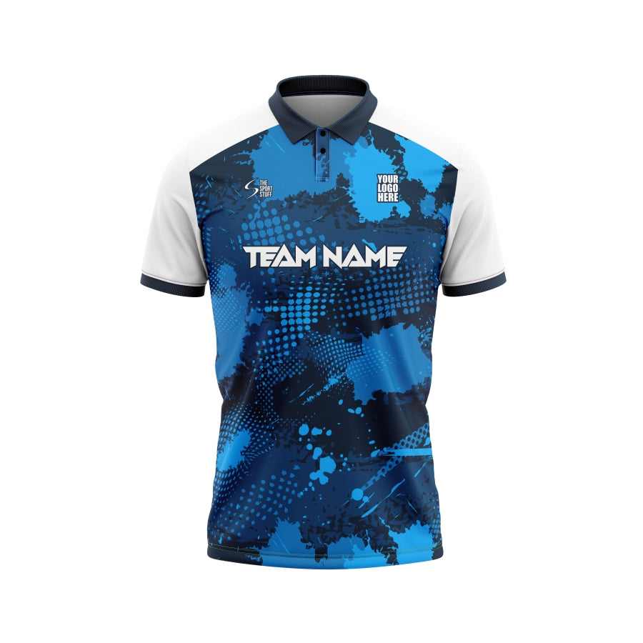 Blue Grunge Customized Cricket Jersey Design - The Sport Stuff