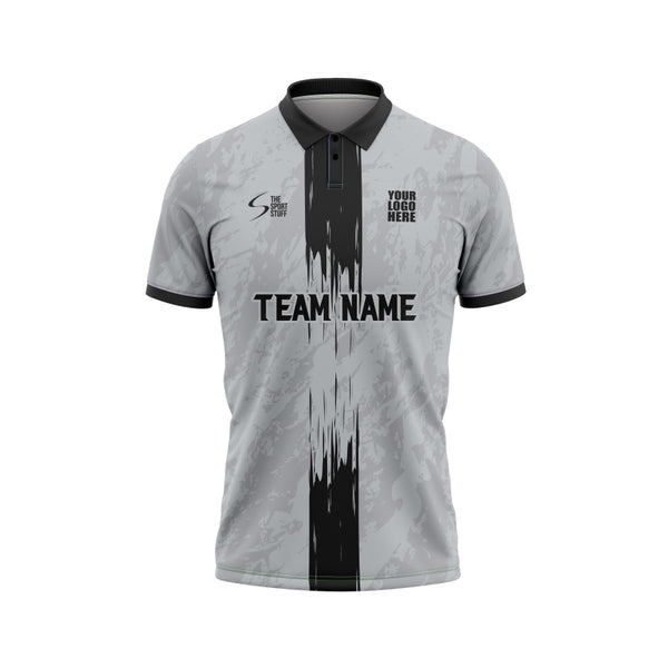 Grey Black Custom Cricket Jersey Design - The Sport Stuff