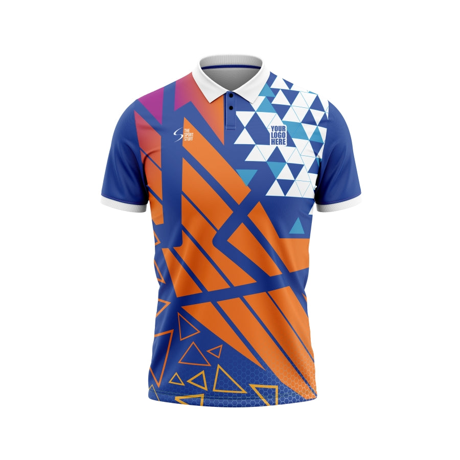 Orange Triangle Customized Cricket Team Jersey Design - TheSportStuff