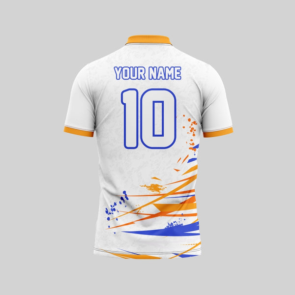 Orange White Customized Cricket Team Jersey Design - TheSportStuff