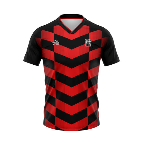 Red Black Customized Football Team Jersey Design - TheSportStuff