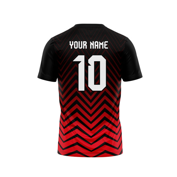 Black Red Zig Zag Custom Football Jersey Design - The Sport Stuff