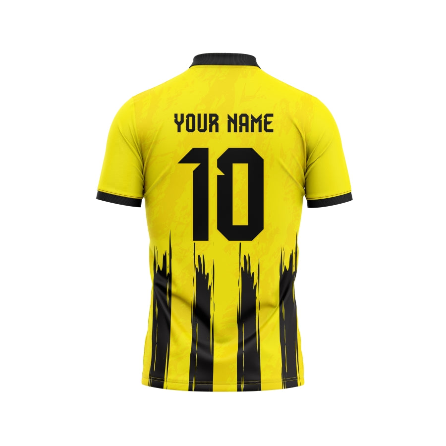 Yellow Black Stripes Customized Cricket Team Jersey Design