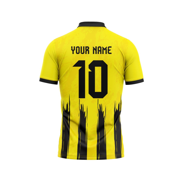Yellow Black Stripes Customized Cricket Team Jersey Design - TheSportStuff