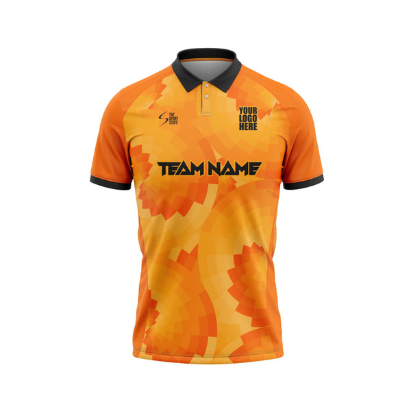 Orange Orbit Custom Cricket Jersey Front Design - The Sport Stuff