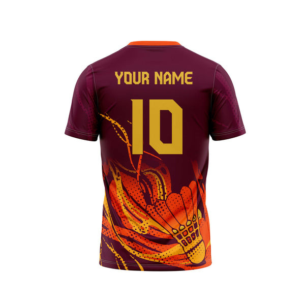 Oranje Vortex Badminton Custom Jersey Back - The Sport Stuff