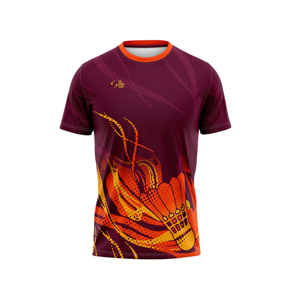 Oranje Vortex Badminton Custom Jersey Front - The Sport Stuff