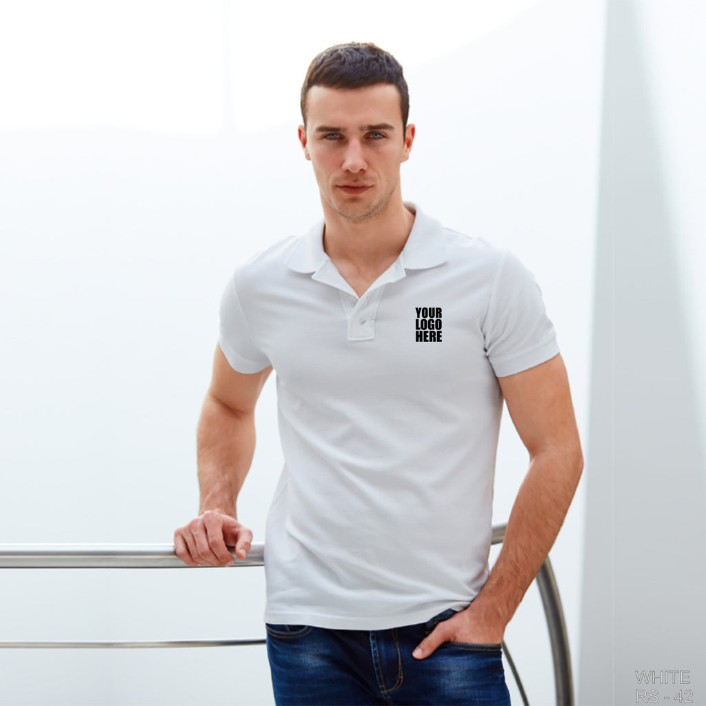 White Combed Cotton Custom Polo TShirt With Logo Sports Event TShirts white-combed-cotton-custom-polo-tshirt-with-logo-sports-event-tshirts