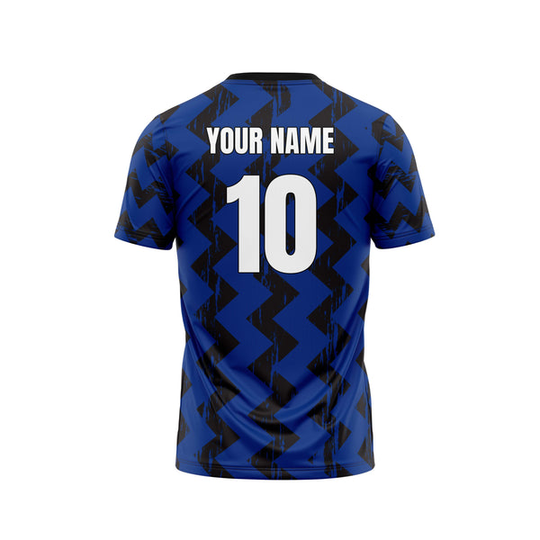 Blue Black Zig Zag Football Custom Jersey - The Sport Stuff