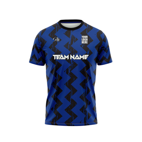Blue Black Zig Zag Football Custom Jersey - The Sport Stuff