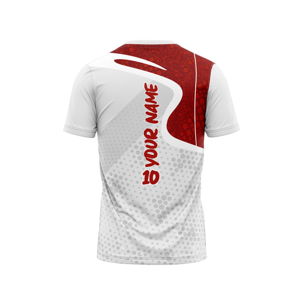 Grey Red Badminton Custom Jersey Back