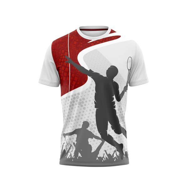 Grey Red Badminton Custom Jersey Front