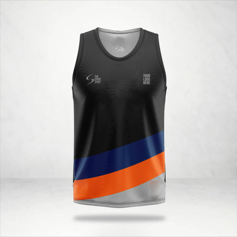 Orange Blue Straps Customized Basketball Jersey