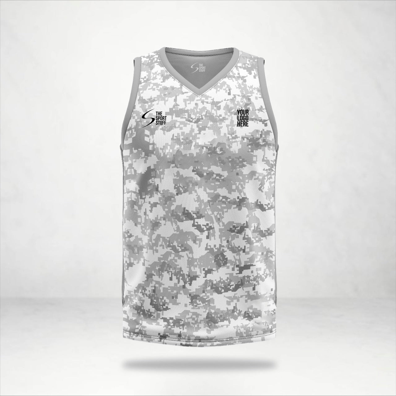 Grey Camouflage Customized Basketball Jersey
