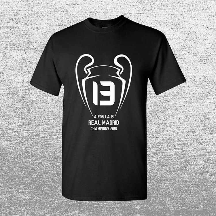 Real Madrid Champions 13 Football T Shirt Color Black