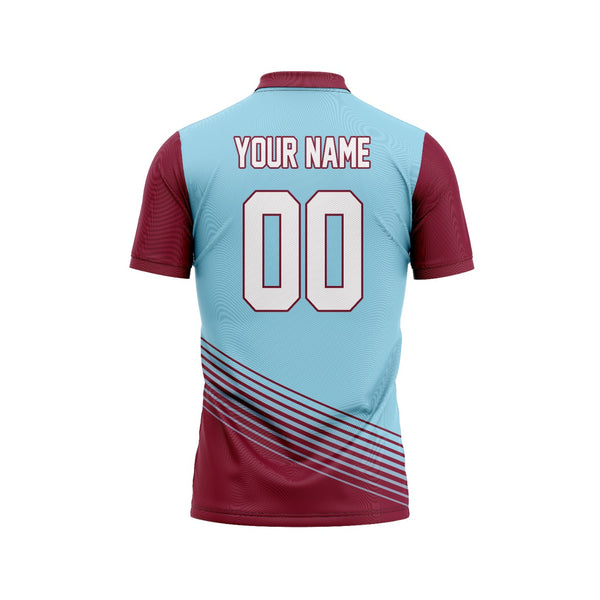 Claret And Blue Customized Cricket Team Jersey Design - TheSportStuff