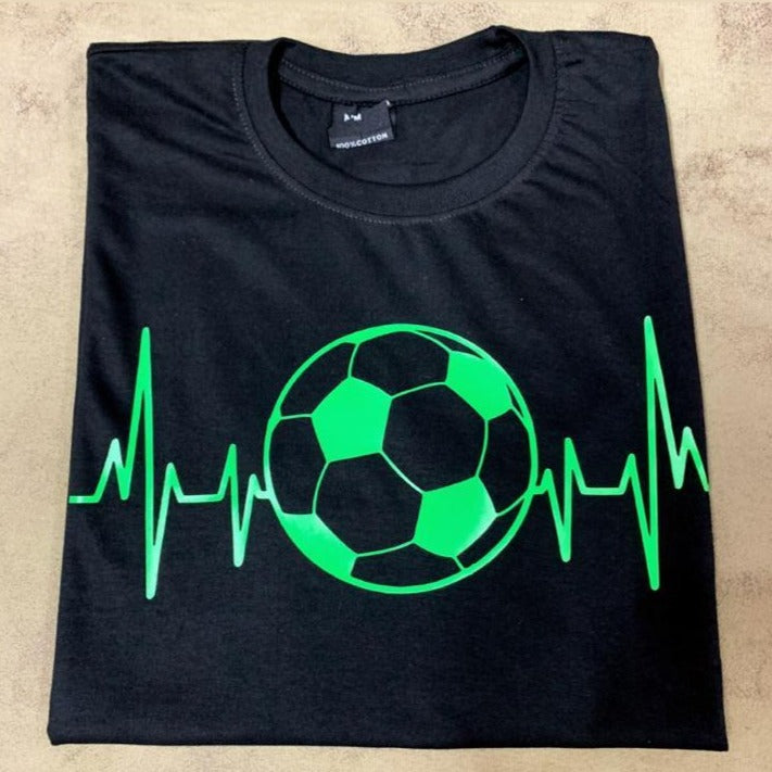 Football Heart Beat Cotton T Shirt Design