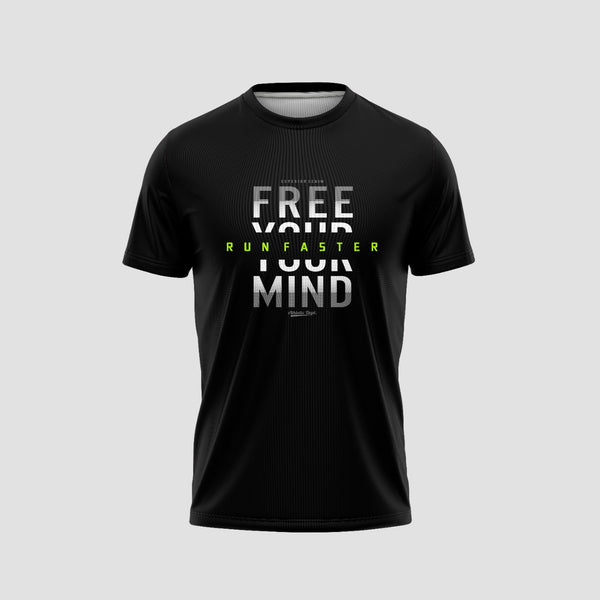 Free Your Mind Run Faster Black Running T-Shirt - TheSportStuff