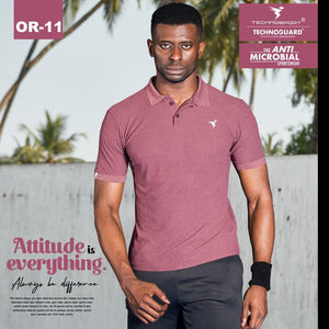  Technosport Lurid Maroon Dri Fit Polo T-Shirt - TheSportStuff