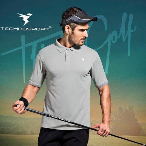 Technosport Light Grey Dri Fit Polo T-Shirt - TheSportStuff