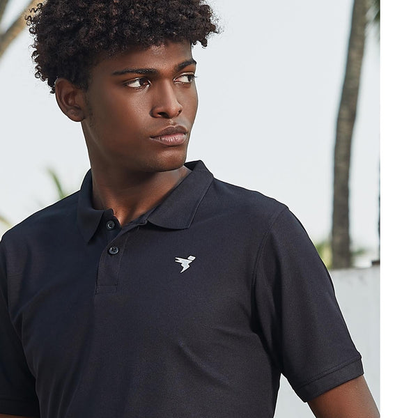 Technosport Black Dri Fit Polo T-Shirt - TheSportStuff