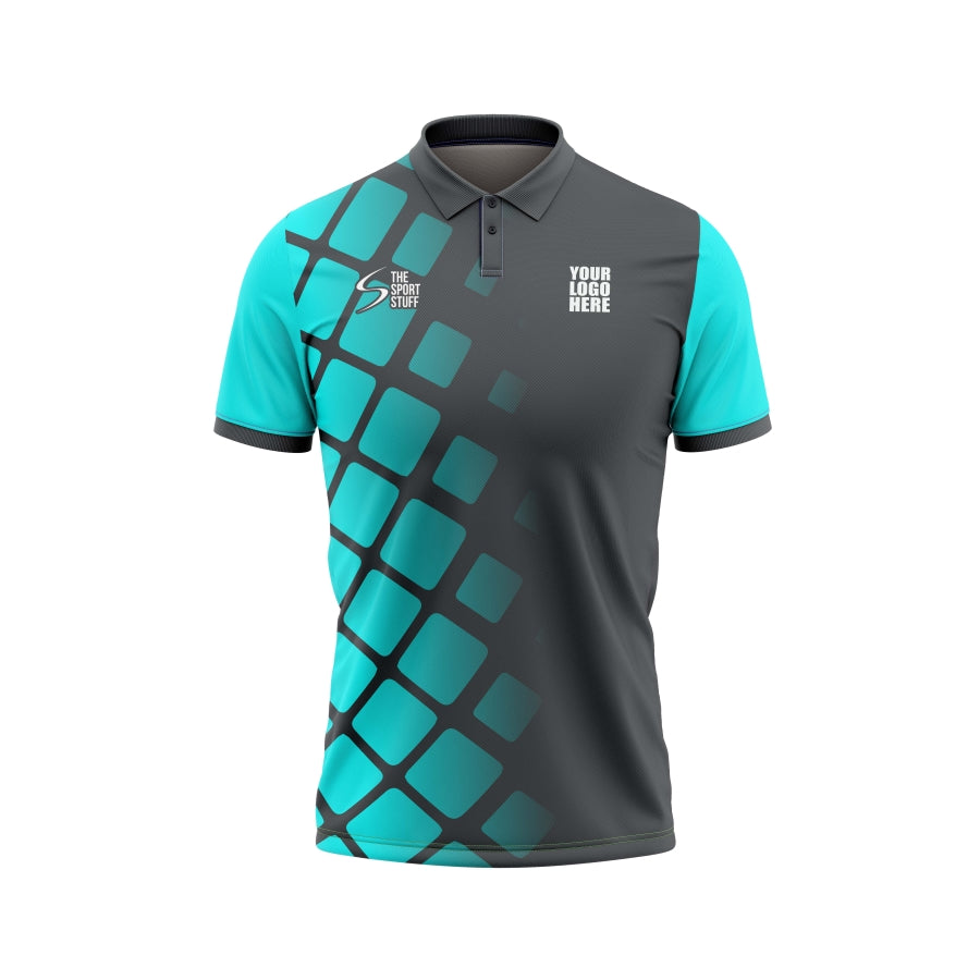 Aqua Tile Customized Cricket Team Jersey Design Front - TheSportStuff