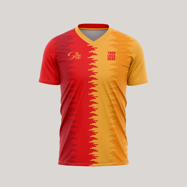 Red Yellow Divider Customized Football Jersey - TheSportStuff
