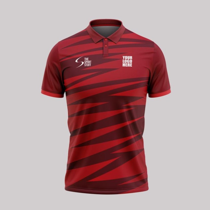 Red Zig Zag Customized Cricket Jersey - TheSportStuff
