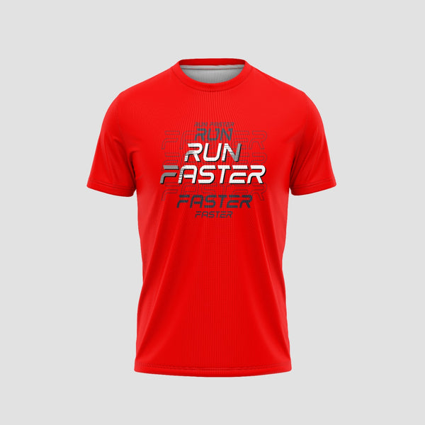 Run Faster Printed Red Running T-Shirt - TheSportStuff