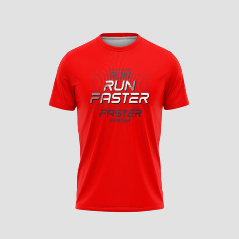 Run Faster Printed Red Running T-Shirt - TheSportStuff