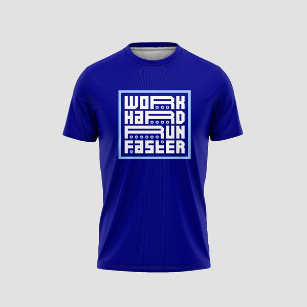 Work Hard Run Faster Running Navy Blue T-Shirt - TheSportStuff